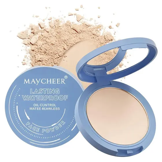 Pó Facial Maycheer - Pó Facial à Prova d'Água de Longa Duração - Pó Fixador Maycheer Absorvente de Óleo Compacto para o