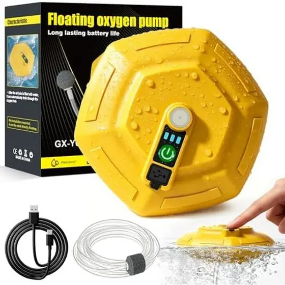 Flutuante IPX7 & amp ; Aerador De Balde De Isca Recarregável , 3 Modos De Oxigenação , Carregamento Tipo C (Bateria De 3