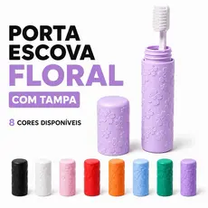 Porta Escova Floral de Dente Portátil com Tampa