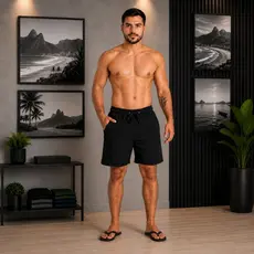 Short Elastano Masculino Praia Academia Com 3 Bolsos Bermuda Casual Atividade Física