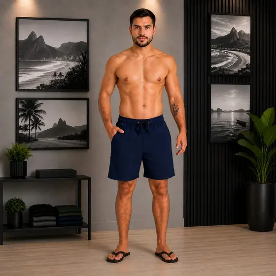 Short Elastano Masculino Kit Com 5 Bermudas Praia Academia Tactel Premium Com Bolsos