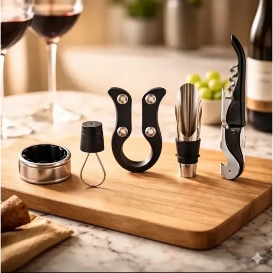 Kit vinho Com 5 Peças Abridor de Garrafas Portatil de vinho