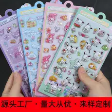 3D tridimensional em relevo adesivos Sanrio Kuromi melodia bonito crianças meninas dos desenhos animados manual Material
