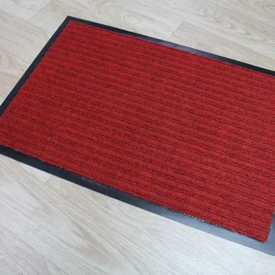 Tapete vermelho antiderrapante PVC tapete de entrada doméstica listras duplas cozinha Foyer porta tapete do banheiro pé