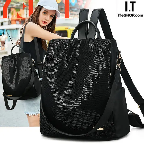 Ui lantejoulas mochila feminina novo estilo Anti-roubo mochila feminina versão coreana Oxford pano mochila de viagem fem
