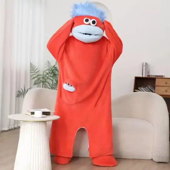 [qxvbwjv Estoque pronto Envio imediato] Desenho animado engraçado monstro de boca grande pijama de uma peça inverno Cora