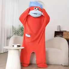 [qxvbwjv Estoque pronto Envio imediato] Desenho animado engraçado monstro de boca grande pijama de uma peça inverno Cora