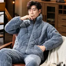 [qxvbwjv Estoque pronto Remessa imediata] Cross-Border Coral Fleece Plus Pijama quente masculino para casa Clipe de tern