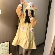 [qxvbwjv Estoque pronto Envio imediato] Bolo de manteiga Chef Dog Pijama feminino inverno lã Coral forro de lã espessado