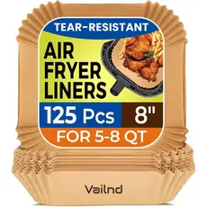 Forros de Papel para Air Fryer, 125 Peças de Papel Pergaminho, Forros Descartáveis para Air Fryer e Micro-ondas, Forro Q