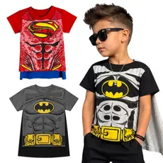 Camiseta Infantil Menino Super Herói Fantasia Infantil com Capa do 2 ao 10 Anos | Roupa Infantil Menino herói
