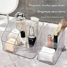 Organizador de Maquiagem de Acrílico Transparente - Multifuncional, Portátil e Durável