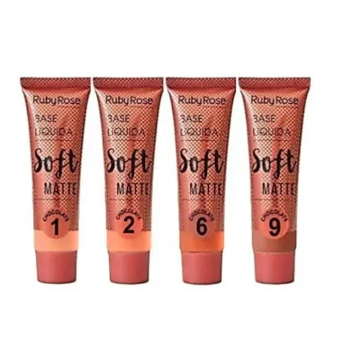 Base  Soft Matte Ruby Rose em tons bege/chocolate - Alta cobertura, longa duração e longa fixação