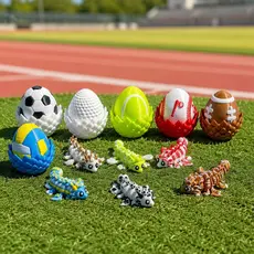 Brinquedo de impressão 3D Conjunto de ovo de dragão Decoração de futebol Modelo Bola Brinquedo pequeno