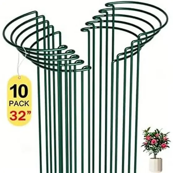 Conjunto de 10 peças de gaiola e suporte para peônia, suporte para plantas de 10 polegadas (L) x 16 polegadas (altura),