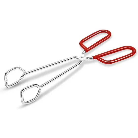 Pinça de Cozinha Hiash de Aço Inoxidável de 10 Polegadas - Cabo Vermelho Antiderrapante e Confortável, Design em Tesoura