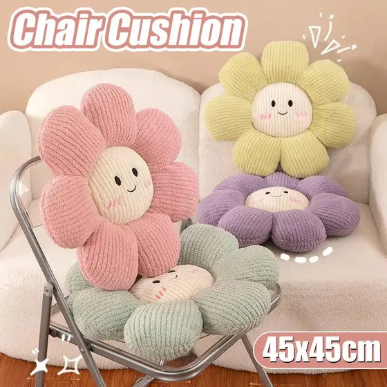 Almofada de Flor, Almofadas Decorativas para Casa, Brinquedo de Pelúcia, Almofada com Rosto Sorridente, Almofada para Sa