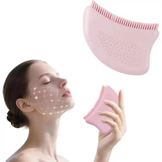 Escova de drenagem linfática facial, escova de limpeza facial de silicone macio, usada para escovação suave a seco e mas