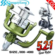 Sougayilang Molinete de Pesca 6 Rolamentos Relação 5.2:1 Drag Fibra Carbono Alça Intercambiável Direita e Esquerda