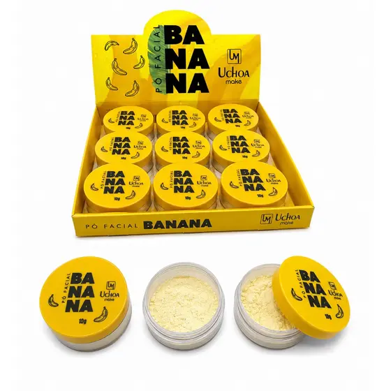 Kit 12 Pó Facial Banana Solto Controle de Oleosidade Acabamento Aveludado Ideal para Revenda