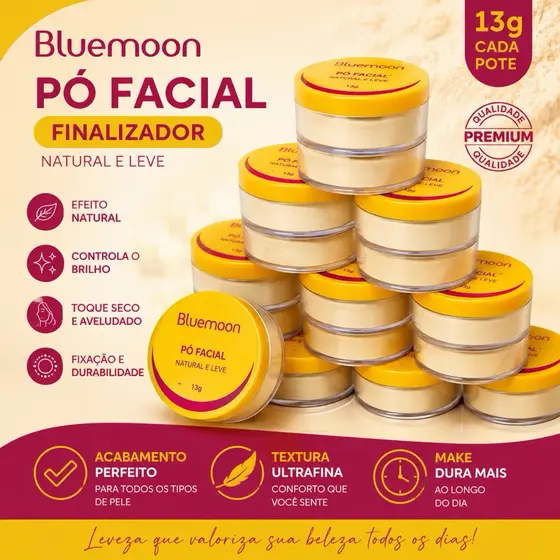 Kit 12 Pó Facial banan  Bluemoon 13g Atacado revenda