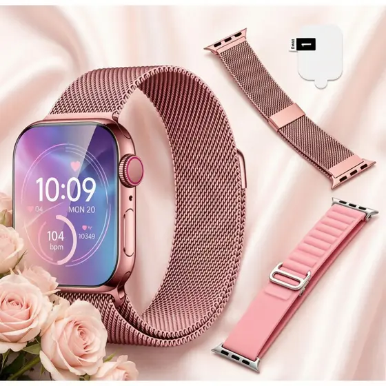 Smartwatch Feminino Relógio Inteligente Tela Sempre Ativa Chamada Bluetooth Temperatura Cardíaco Sono Android iOS