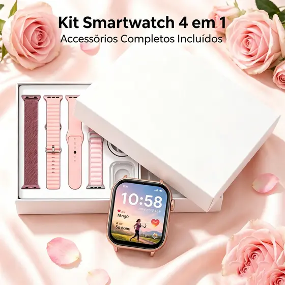 Smartwatch 7 Em 1 Kit Presente com 7 Pulseiras 38/45/49mm, Tela Full Touch, Relógio Inteligente Mini Esportivo