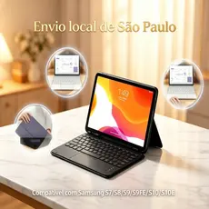 Capa Samsung Tab Com Teclado Magnético ABNT Bluetooth Suporte Compatível S7 S8 S9 S9FE S10FE