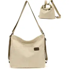 Bolsa Tote de Veludo Cotelê para Mulheres, Conversível em Mochila, Bolsa Transversal, Bolsa Hobo para Mulheres, para Fac