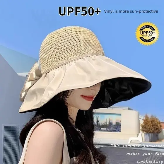 boné feminino boné Verão grande borda protetor solar balde chapéu feminino Anti-ultravioleta chapéu de sol capa rosto
