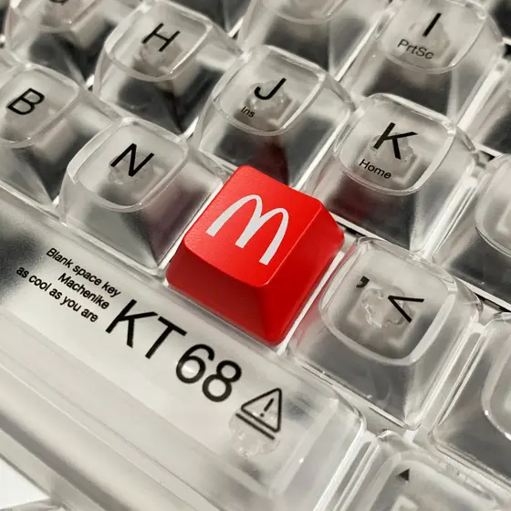 McDonald's keycap exclusivo teclado mecânico único R1 R2 R3 R4 Maimen keycap arco dourado translúcido