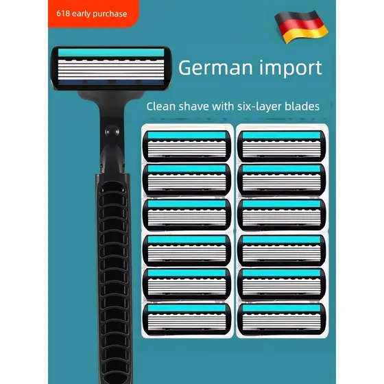 Navalha de 6 camadas, Manual, genuína, à moda antiga, faca de barba, seis camadas, Universal, camada dupla, suporte de l