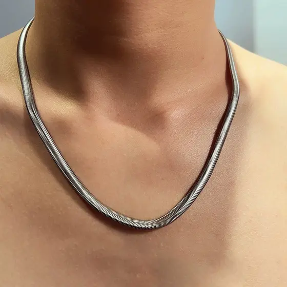 colar femenino colar Versão larga colar de corrente de osso de cobra homens mulheres casais ins estilo legal titânio aço