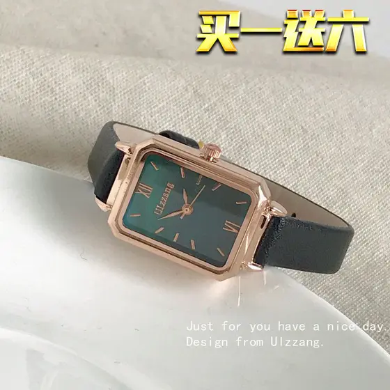 relogio feminino pequeno relogio feminino pequeno delicado Relógio feminino luz luxo nicho simples verde high-End cinto