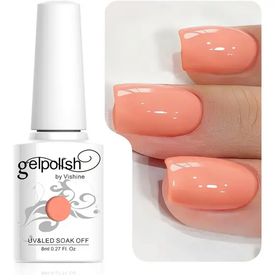 Vishine 8ml 298 Cores Esmalte em Gel UV LED Semi-Permanente para Arte de Unhas, Cor Coral #   121