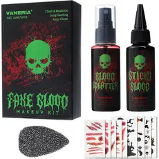 Conjunto de Maquiagem de Sangue Falso para Halloween da Vaneria, maquiagem de efeitos especiais realista e lavável, incl