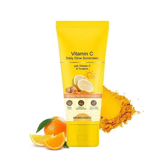 Protetor Solar Iluminador com Vitamina C SPF 50+ PA++++ de Amplo Espectro |   Protetor Solar Facial Diário Leve com Extr