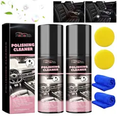 Kit com 2 produtos de limpeza e polimento, spray de limpeza para interior de carro, spray de limpeza e renovação complet