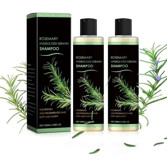 Shampoo de Alecrim com Queratina Hidrolisada, Shampoo Natural para Engrossar o Cabelo e Combater a Queda, Shampoo Fortif