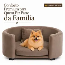 Cama Pet para Cachorro e Gato Tecido Premium Espuma D26 com Almofada Cor Cappuccino