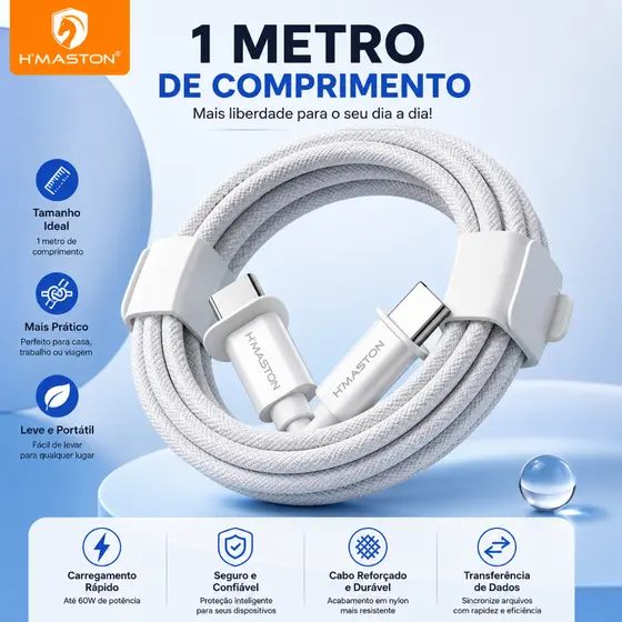 H'maston SJX32/35 Cabo Tipo C- Tipo C Dois Lados Para Cabo De Carga Rápida Cabo 60W