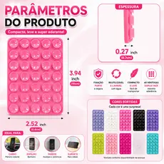 Suporte Ventosa para Celular Reutilizável Dupla Face Fixação Forte para Selfie Vídeos Espelho e Carro