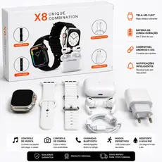Novo smartwatch X8 Ultra-5 Em 1 , Pulseira Inteligente Esportiva Totalmente touchscreen .
