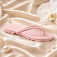 Chinelo Rasteira Feminina Com Pérolas Confortável Leve Casual Elegante Para Verão Dia a Dia