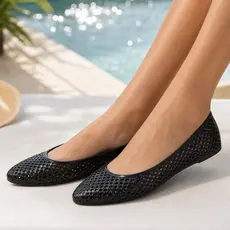 Sapatilha Feminina Jelly Tela Vazado Leve Confortável Bico Redondo Casual Verão Dia a Dia