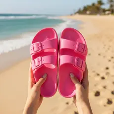 Sandália Papete Adulto Com Duas Fivelas Leve Confortável Antiderrapante Casual Verão