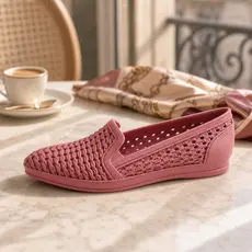 Sapatilha Feminina Bico Fino Trançada Confortável Leve Casual Elegante Para Trabalho Passeio