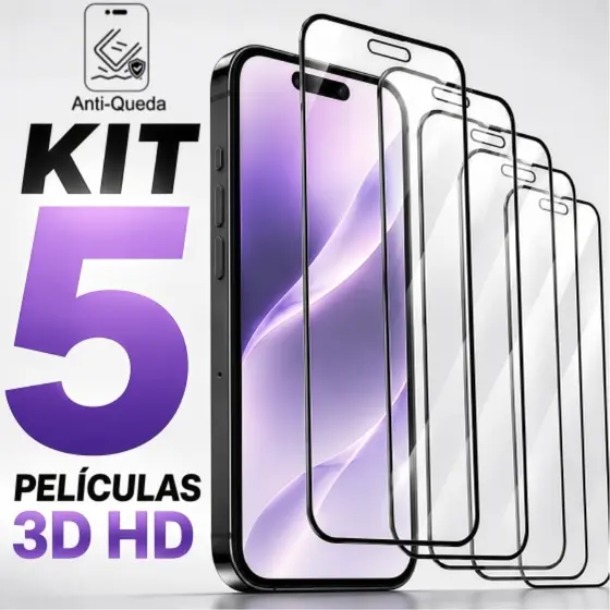 Película Vidro Temperado 9H Cobertura Total HD Anti Impressão Digital para iPhone 17 16 15 14 13 12 11 XR XS PRO MAX