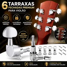 6 Peças Tarraxa de Guitarra Fechada Cromada, Afinador Metálico Universal para Violão Elétrico e Folk, Envio de São Paulo