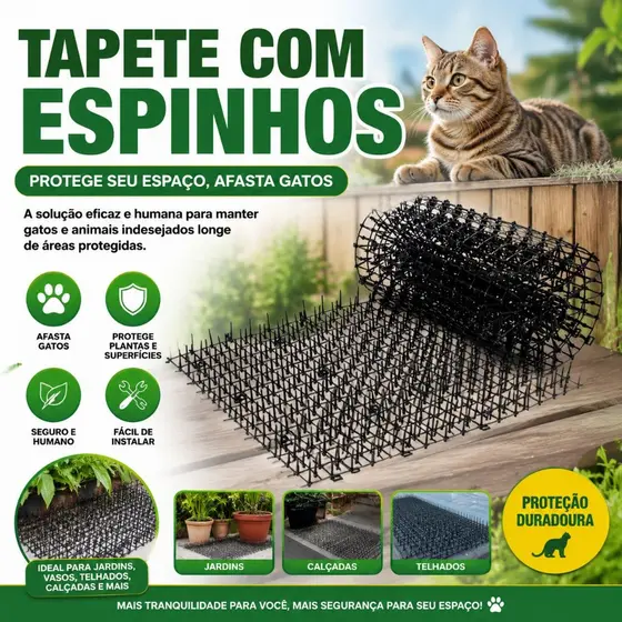 Repelente Inibidor Espanta Gatos e Animais de Estimação (2m×30cm)  Não Machuca Pets, Protege Plantas e Móveis